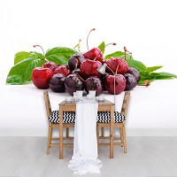 Флизелиновые фотообои 3Д на кухню фрукты 416x254 см Сочные вишни и черешни (1570VEXXXL)+клей