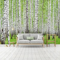 Флізелінові фотошпалери спальня 368x254 см Дерева Природа Березовий ліс (157V8)+клей - вид 6 мініатюра