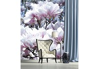 Флизелиновые фотообои в интерьере 184x254 см 3Д Цветы магнолии летом (1618V4A)+клей