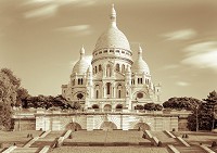 Популярные флизелиновые фотообои храм в Париже 254x184 см Базилика Сакре-Кёр в сепии (1623V4)+клей