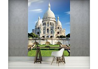 Флизелиновые фотообои в зал 3Д город Париж 184x254 см Храм Базилика Сакре-Кёр (1624V4A)+клей