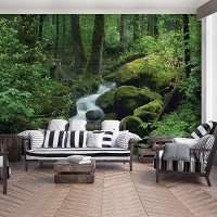 3d флизелиновые фотообои в спальню Природа Ландшафт 254x184 см Ручей в зеленом лесу (163V4)+клей - вид 8 миниатюра