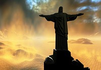 Флизелиновые фотообои для зала 254x184 см Статуя Иисуса Христа в Рио-де-Жанейро (164V4)+клей