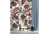 Флизелиновые фотообои красивые 184x254 см Разноцветный цветочный узор на белом фоне (1655V4A)+клей