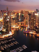 Флизелиновые 3D фотообои 184x254 см Небоскребы ночного города Дубаи (1671V4A)+клей