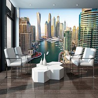 Флизелиновые фотообои город 3D 416x254 см Залив с небоскребами Дубаи (1673VEXXXL)+клей