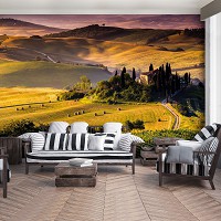 3d флізелінові фотошпалери природи 312x219 см Пейзаж Пагорби Луг Ліс Ландшафт Тоскани (169VEXXL)+клей - вид 6 мініатюра
