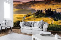 Флизелиновые фото обои 3D 368x254 см Пейзаж Природы Холмы Луг Лес Ландшафт Тосканы (169V8)+клей