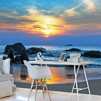 Флизелиновые фотообои в зал 312x219 см Ландшафт Пляж 3Д Закат солнца на море (170VEXXL)+клей - вид 6 миниатюра