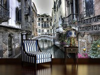 Флизелиновые фотообои на кухню 368x254 см Улица в городе Венеция (1727V8)+клей