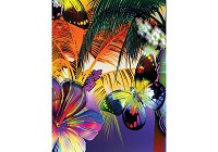 Расширяющие пространство флизелиновые фотообои для зала 206x275 см Разноцветные цветочные узоры и бабочки+клей