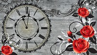 Красивые флизелиновые фотообои 254x184 см Часы с розами (1790V4)+клей