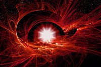 Красивые космические флизелиновые фотообои 254x184 см Красная абстрактная сверхновая звезда (179V4)+клей