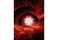 Флизелиновые фотообои космос на стену 184x254 см Красная абстрактная сверхновая звезда (179V4A)+клей