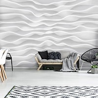 Флизелиновые фотообои геометрический узор 368x254 см 3Д Белые волны на стене (1835V8)+клей - вид 7 миниатюра