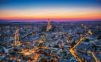 Флизелиновые фотообои Вечерний город 254x184 см Париж с высоты птичьего полета (1907V4)+клей