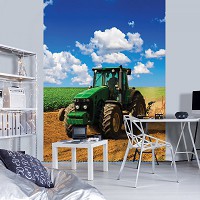 Флизелиновые 3д фотообои природа 184x254 см Зеленый трактор на поле (1909V4A) +клей - вид 7 миниатюра