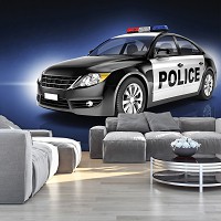 Флизелиновые фотообои для стен 368x254 см 3Д Транспорт Авто Полицейская машина (1925V8)+клей