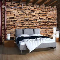 Повторяющийся узор на флизелиновых фото обоях 416x290 см 3Д Имитация камня Коричневая кирпичная стена (1927VEXXXXL)+клей