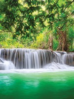 Флизелиновые фотообои 3д природа 184x254 см Пейзаж Лес Зелень Волшебный водопад (1966V4A)+клей - вид 1 миниатюра