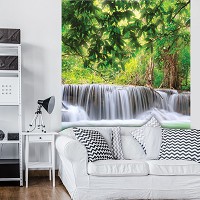 Флизелиновые фотообои 206x275 см 3D Пейзаж Природа Лес Зелень Волшебный водопад (1966VEA)+клей