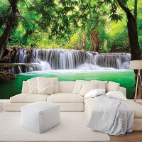 Флизелиновые фотообои 416x254 см 3D Пейзаж Природа Лес Зелень Волшебный водопад (1966VEXXXL)+клей - вид 5 миниатюра