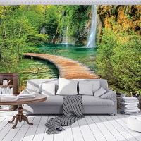 Флізелінові фотошпалери 254x184 см 3D Пейзаж Природа Дерев'яна пішохідна доріжка біля водоспаду (1967V4)+клей - вид 8 мініатюра