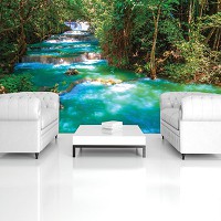 Флизелиновые фотообои лето пейзаж 312x219 см 3Д Природа Красивый лесной водопад (1968VEXXL)+клей - вид 8 миниатюра