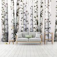 Флизелиновые фотообои под дерево 254x184 см Природа Березовый лес (1970V4)+клей