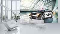 Флизелиновые фотообои авто 368x254 см 3Д Транспорт Автомобиль Полицейская машина в салоне (1975V8)+клей