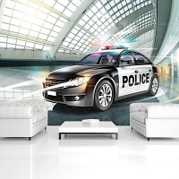 Флізелінові фотошпалери авто 368x254 см 3Д Транспорт Автомобіль Поліцейська машина у салоні (1975V8)+клей - вид 7 мініатюра