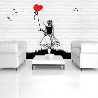 Флизелиновые фотообои кирпичная кладка 368x254 см Девушка с воздушным шаром Бэнкси (1978V8)+клей - вид 8 миниатюра