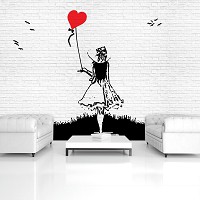 Флизелиновые фотообои девочка 254x184 см Девушка с воздушным шаром Бэнкси (1978V4)+клей