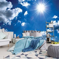 Флизелиновые фото обои на потолок 368x254 см Небо солнце облака (1991V8)+клей - вид 7 миниатюра