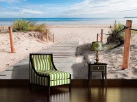 Флизелиновые фотообои с морской тематикой Пейзаж Пляж Природа 368x254 см 3Д Дорожка на берегу океана (1998V8)+клей