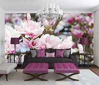 Флизелиновые фотообои 3д цветы 368x280 см Весенние цветущие магнолии (20001V10) +клей