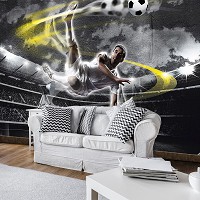 Флизелиновые футбольные фото обои в комнату 368x254 см Футболист играет в мяч (2000V8)+клей