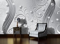 Флизелиновые фотообои для стен 254x184 см Бриллианты и серебряные узоры (2009V4)+клей