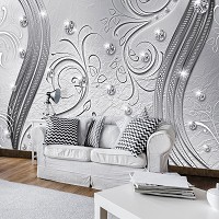 Фотообои искусство 368x254 см Бриллианты и серебряные узоры (2009P8)+клей