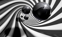 Флизелиновые фотообои абстракция 460x300 см 3D Шары и черно-белый спиральный туннель (20169V12) +клей