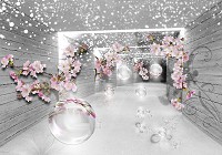 Флизелиновые фотообои на кухню 416x290 см Волшебный 3D-туннель с цветами (20176VEXXXXL) +клей