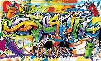 Флизелиновые фотообои на кухню 520x318 см Красочное граффити для подростков (20208VEXXXXXL) +клей