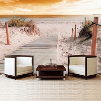 Флізелінові 3Д фотошпалери для спальні 312x219 см Пляж вихід до моря (2020VEXXL)+клей - вид 7 мініатюра