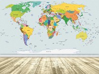Флизелиновые фотообои 416x290 см Физическая карта мира (20263VEXXXXL) +клей