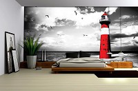 Море флизелиновые фотообои 368x254 см Маяк и чайки (2026V8)+клей