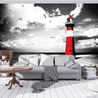 Флизелиновые фотообои море пляж 312x219 см Маяк и чайки (2026VEXXL)+клей