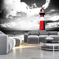 Флизелиновые фотообои море 416x254 см Маяк и чайки (2026VEXXXL)+клей