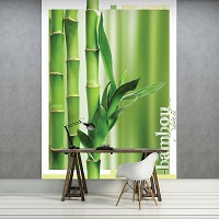 Флізелінові фотошпалери що миються 206x275 см Колаж Бамбук та листя (20411VEA) +клей