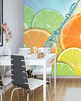 Флизелиновые фотообои для кухни 206x275 см Фрукты лаймы (20414VEA) +клей