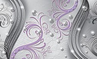 Флизелиновые фотообои абстракция 312x219 см Бриллианты и фиолетовые вензеля (2043VEXXL)+клей - вид 1 миниатюра